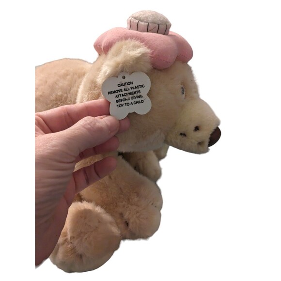Vintage Russ Get Well Bear Plush Stuffed Toy w Pink Hat Sad Eyes Sitting EUC - Picture 5 of 11